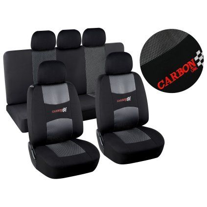 Potahy sedadel sada 9ks CARBON DARK černé AIRBAG  Compass