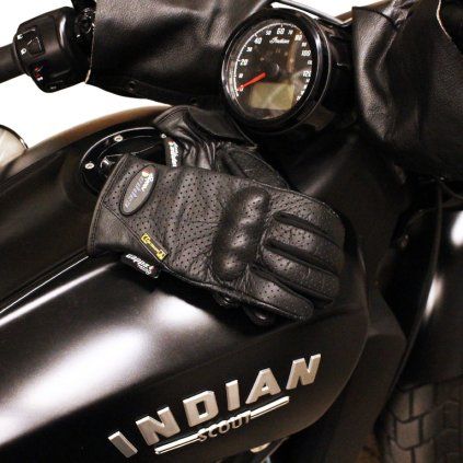 Rukavice moto MASS CE dámské kožené krátké černé S (Velikost S)