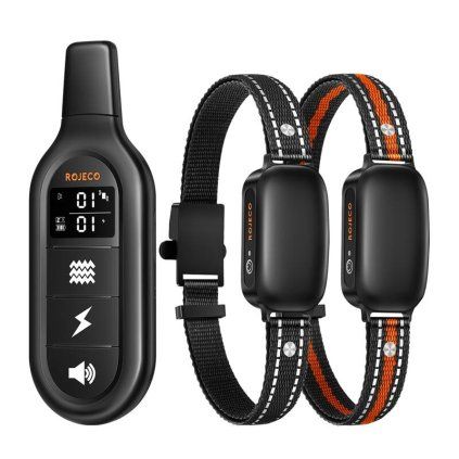 RojecoPD521 1000m výcvikový obojek pro psy se 2 obojky (černý)