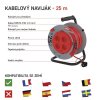 Prodlužovací kabel na bubnu 25 m, 4 zásuvky, PVC červený kabel 1,5 mm2 , pevný střed  EMOS